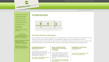 Bild der Startseite von Visitenkarten-24.org